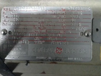 400 hp General Electric AC Motor, 1190 rpm