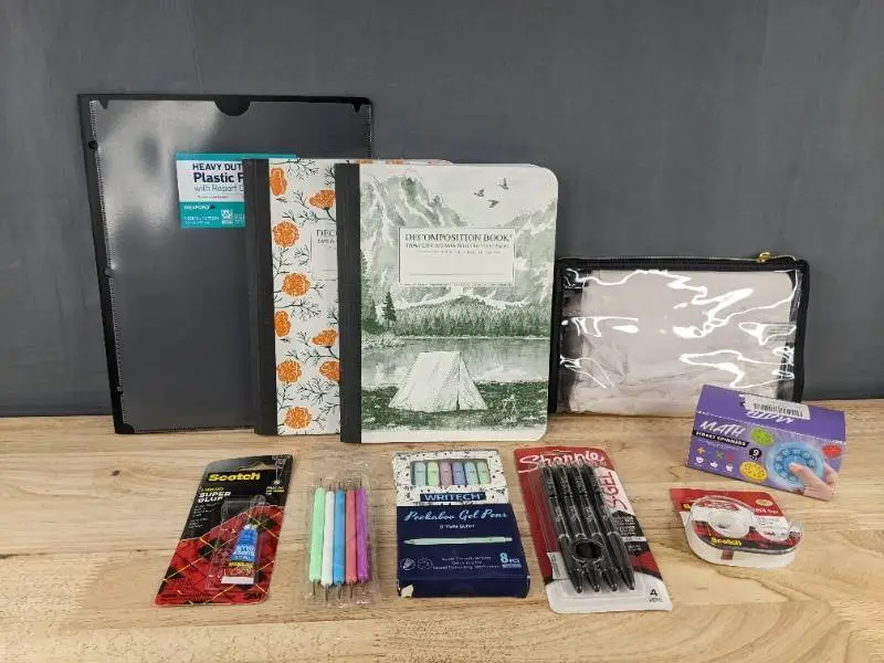 Office & School Supplies Assortment - Notebooks, Glue, Tape, Gel Pens, Fidget Spinners - Brand New