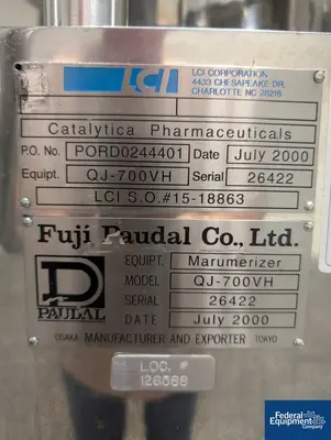 USED LCI Fuji Paudal LCI Fuji Paudal Marumerizer, Model QJ-700VH