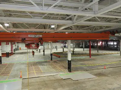 Cleveland Tramrail P&H 3 Ton Single Girder Underhung Bridge Crane 45' 10" Span