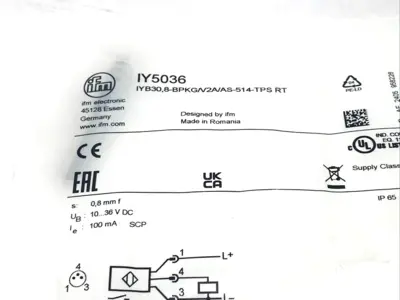 IYB30,8-BPKG/V2A/AS-514 RT, IY5036 | ifm IY5036 Inductive Sensor IYB30,8-BPKG/V2A/AS-514 RT - New