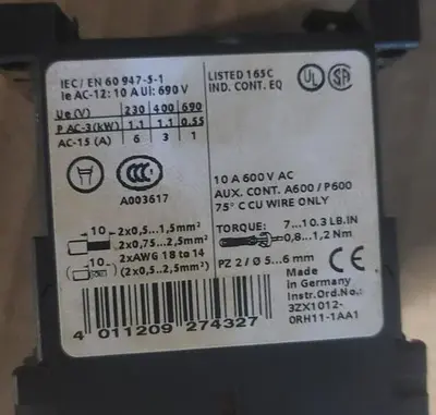 USED SIEMENS 3RH1131-1BB40