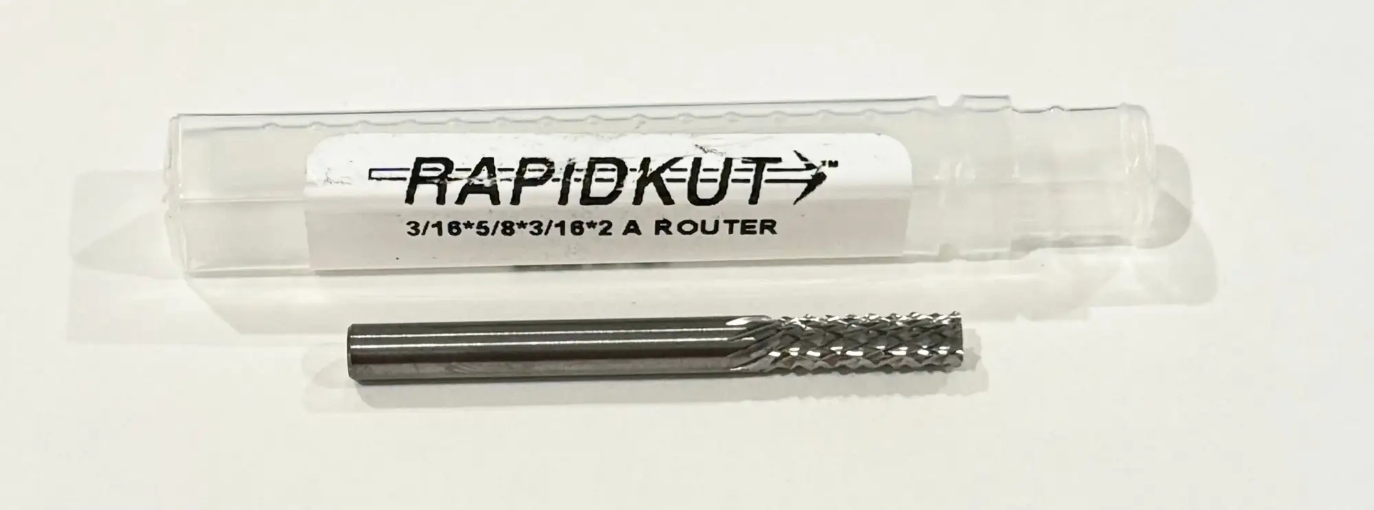 RapidKut 3/16" x 5/8" x 3/16" x 2" Solid Carbide Router No End Cut USA
