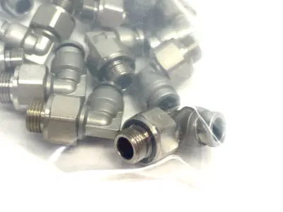 USED SMC METAL MALE ELBOW SWIVEL FITTING 6MM OD TUBE