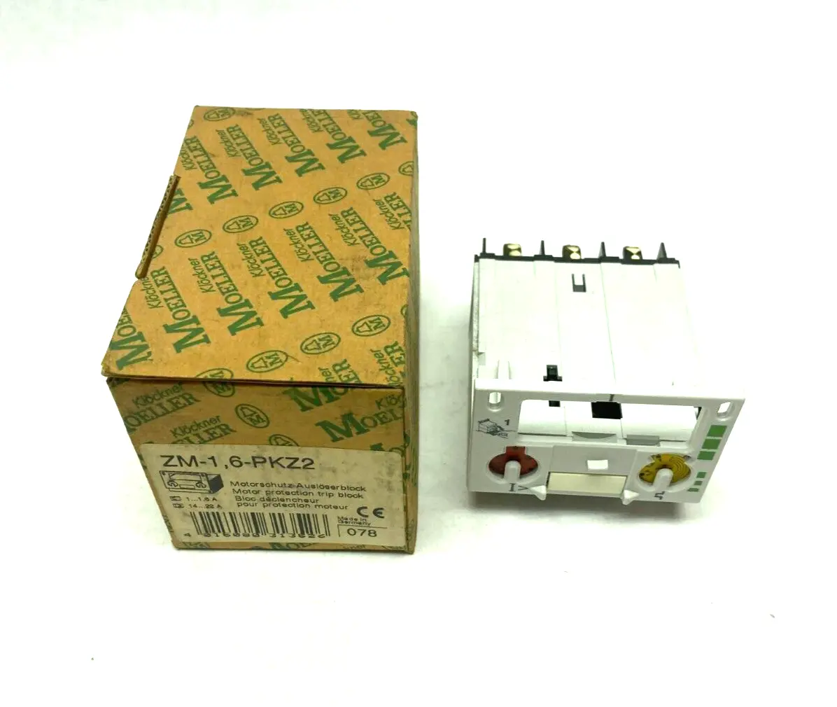 USED MOELLER ADJUSTABLE MOTOR PROTECTION TRIP BLOCK 1-1.6A, 14-22A