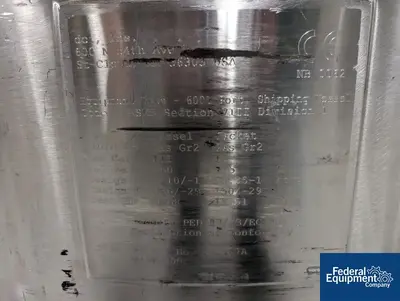 USED DCI Used 600 liter DCI Jacketed Receiver Vessel, Hastelloy C22, 45/150#