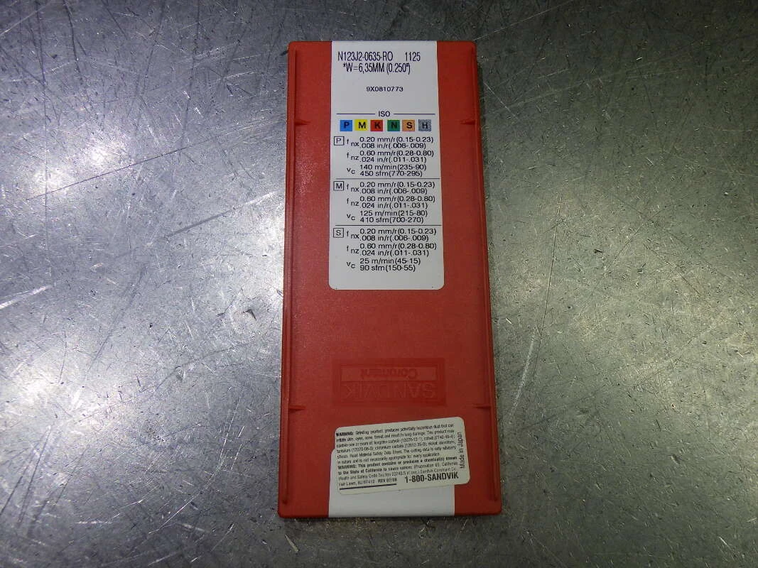 Sandvik Carbide Grooving Inserts QTY10 N123J2-0635-RO 1125 (LOC3108C)