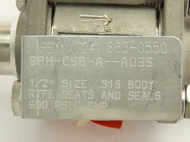 PBM SPH-C5B-A-A035 Stainless 316 Sanitary 3Pc Ball Valve 1/2" Butt Weld 900PSI