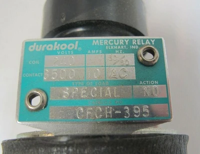 Durakool CFCH-395 Mercury Relay 240 Volt New Made in USA