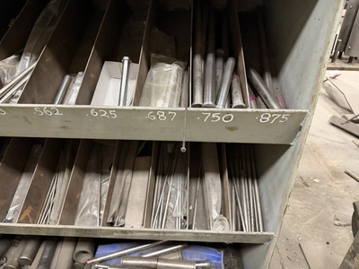 (1) metal rack, 36" wide x 18" deep x 60" tall, with contents of assorted ejector pins.