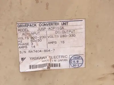Yaskawa JUSP-ACP15GA Drivepack Converter Unit 200-230VAC 3Ph In 280-330VDC Out