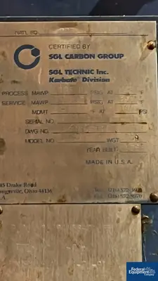 USED SGL Systems 149.6 Sq Ft SGL Carbon Graphite Block Heat Exchanger, 100/100#