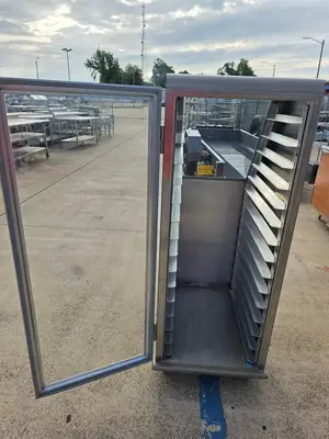 Used Lockwood Used Lockwood CA57-RR15-CD-S-L Mobile 15 Baking Sheet Enclosed Display - SS387 - RK Food Storage & Transportation Illinois US | Falcon Restaurant Supply #1373780