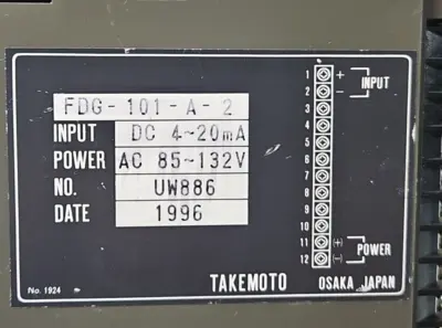 Takemoto FDG-101-A-2 Volt Meter 4-20madc 85-132v-ac (BIN153)