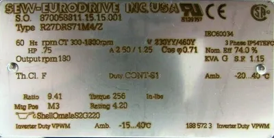 NEW SEW EURODRIVE R27DRS71M4/Z GEAR MOTOR 9.41:1