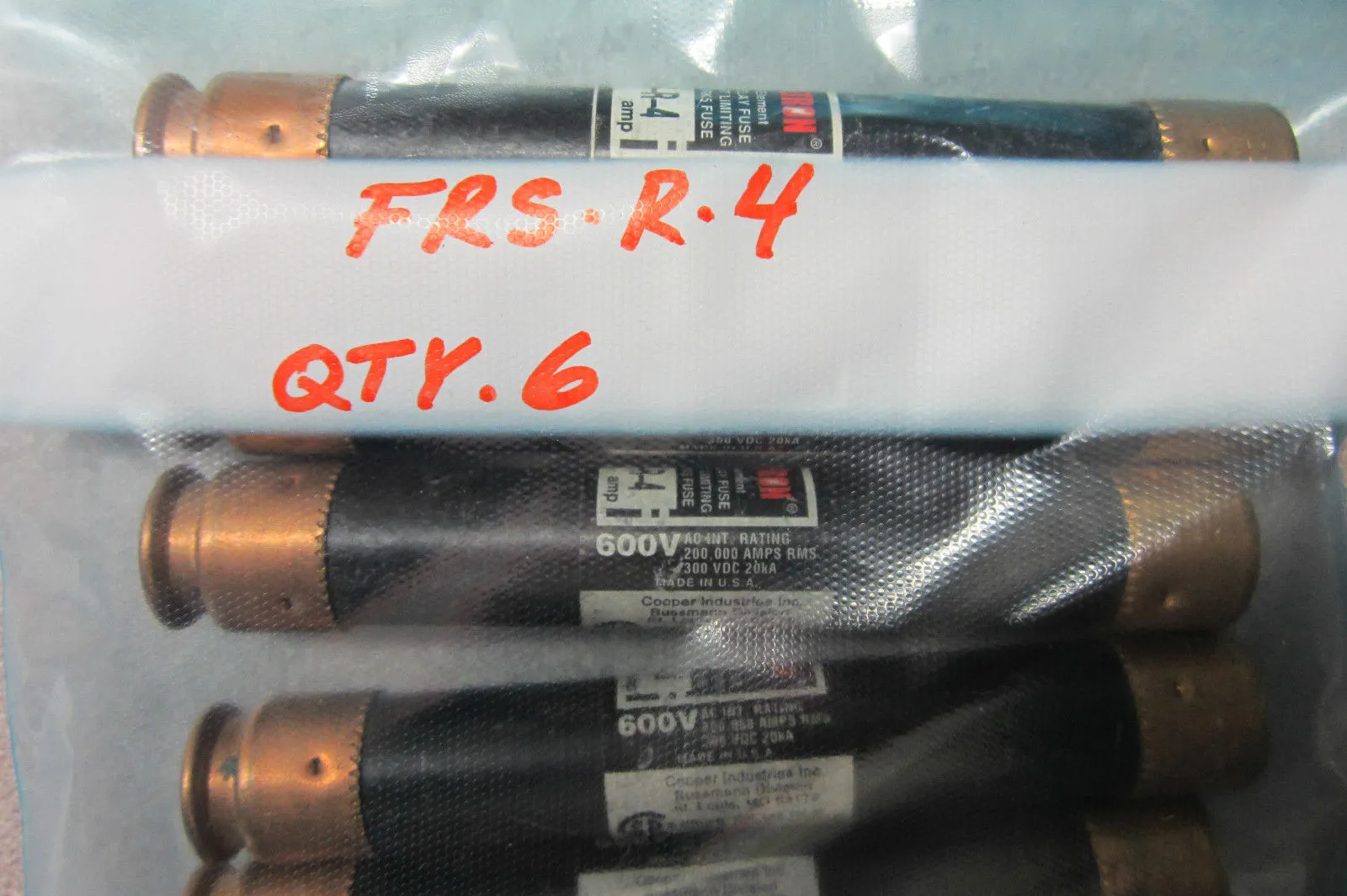 6 NEW BUSSMANN FRS-R-4 FUSETRON FUSES FRSR4