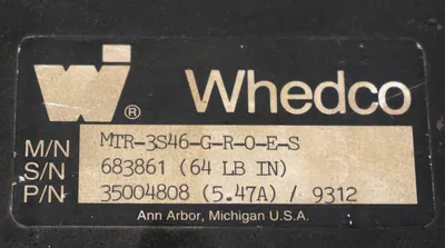 USED WHEDCO MTR-3S46-G-R-0-E-S SERVO MOTOR 35004808, MTR3S46GR0ES