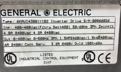 GE 6KAVI43001Y1B2 3.2A 480VAC 1.5HP Inverter Drive AV-300I 1E