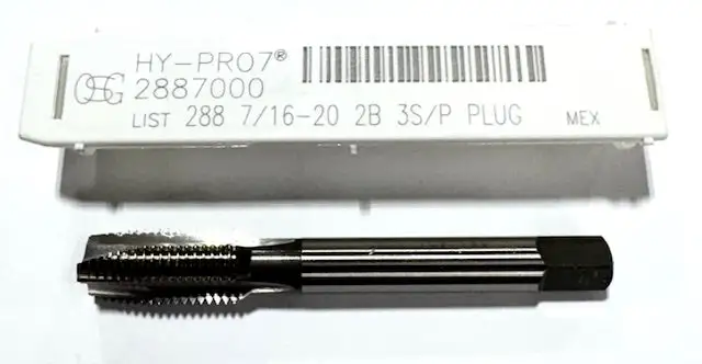 OSG 7/16"-20 HSS Spiral Flute Plug Tap 3 Flute 2B