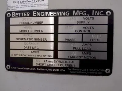 40" X 40" BETTER ENGINEERING MODEL #F4000-LXP ROTARY TABLE PARTS WASHER: YOBRO #24041