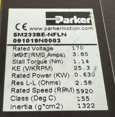 NEW PARKER SM233BE-NFLN SERVO MOTOR SM233BENFLN