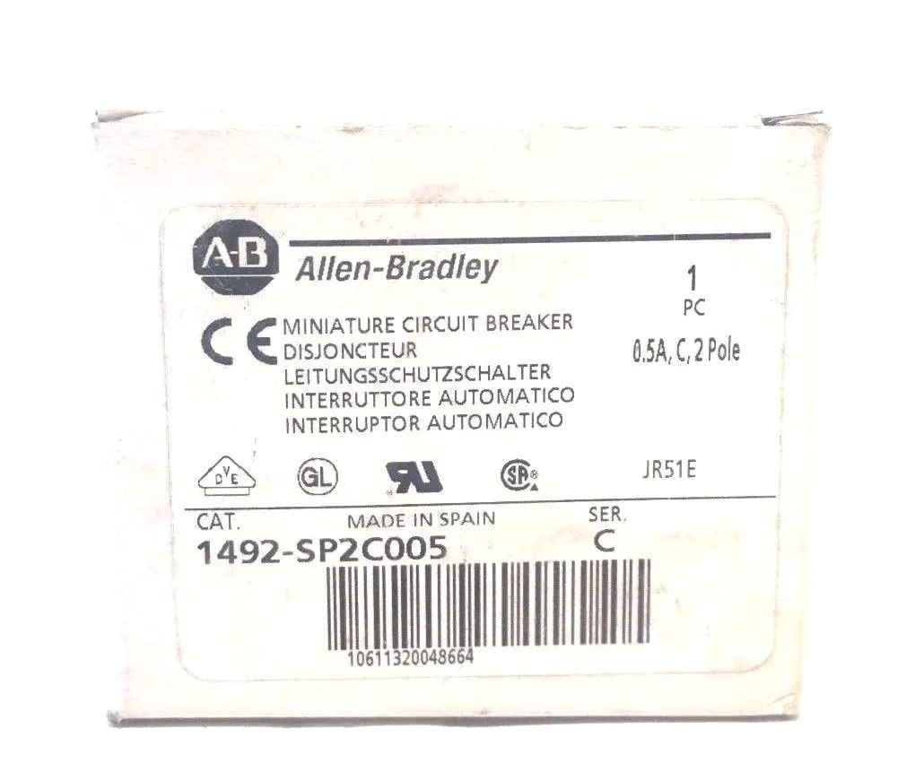 NEW ALLEN BRADLEY 1492-SP2C005 CIRCUIT BREAKER SER.C 1492SP2C005