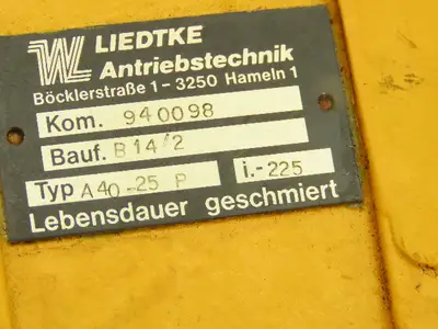 Liedtke DG 90-60/IP54 Parallel Gearmotor .18kW 460V 3PH 225:1 3400/15rpm A40-25P