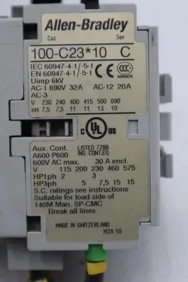 ALLEN BRADLEY 140M-D8E-C25 CIRCUIT BREAKER WITH 100-C23*10 CONTACTOR STOCK 719-A