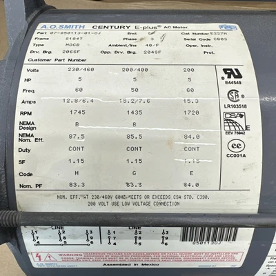 USED A.O. Smith 07-850113-01-OJ