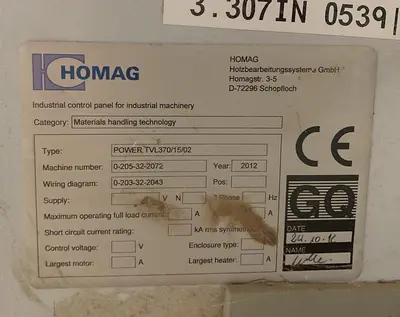 HOMAG POWER TVL370/15/02 BRUSH/WHEEL STYLE BOARD TURNER MATERIAL-HANDLING CONVEYOR SYSTEM
