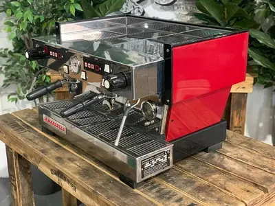 LA MARZOCCO LINEA CLASSIC 2 GROUP RED CHRONO TOUCH PADS ESPRESSO COFFEE MACHINE