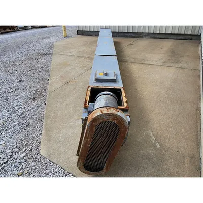 Used 5HP Mild Steel Incline Industrial Screw Auger Conveyor - 16" Dia. X 24'L