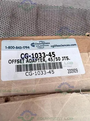 NEW CHEMGLASS CG-1033-45 OFFSET ADAPTER 45/50 JOINT, 270MM H X 75MM W