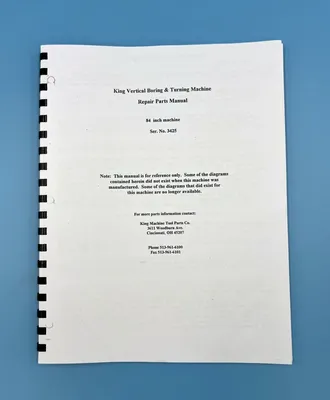 KING 84 Machine Manuals | T.R. Wigglesworth Machinery Co. (1)