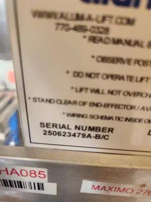Used ALUM-A-LIFT 6061-T6 ALUMINUM Electric Lifters Pennsylvania US | Ferguson Packaging Machinery #1494005