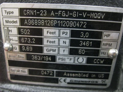 NEW Grundfos CRN1-23 A-FGJ-GI-V-HQQV