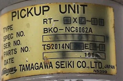 USED TAMAGAWA SEIKI RT-6X0-11 PICKUP UNIT BKO-NC6062A