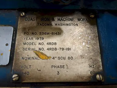 4" WALLACE COAST MODEL #4RDB HYDRAULIC PIPE BENDER: STOCK #12649