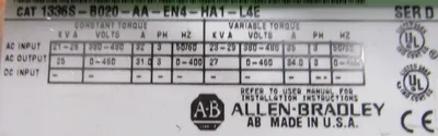 USED ALLEN BRADLEY 1336S-B020-AA-EN4-HA1-L4E AC DRIVE SER.D 1336SB020AAEN4HA1L4E