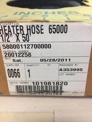 GOODYEAR 65000 - HTR HOSE1/2 X 50 BLACK NIB FAST SHIPPING!