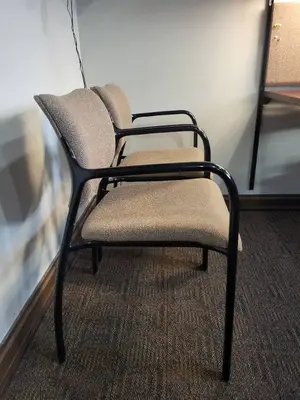 Herman Miller Chairs - Beige Upholstered Visitor Chairs, Black Frames - Lot of 2