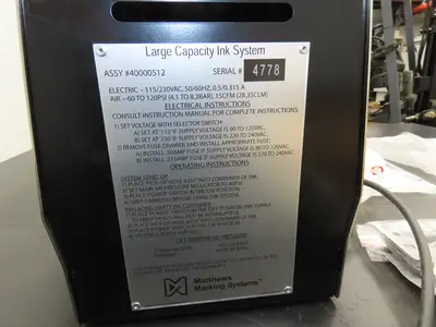 Matthews Marking Systems 40000512 Jet-A Mark Large Capacity Ink System 115/230V