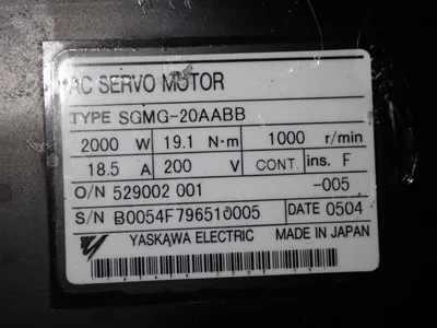 Used YASKAWA SGMG20AABB Servo Motors | HGR 24 #730856