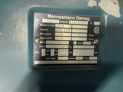 Used 1993 MANNESMANN DEMAG PKVUN 1 Material Handling (misc) Ohio US | HGR 24 #1261115