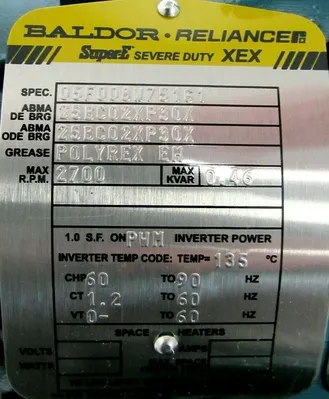 NEW BALDOR ECP3581T-4 MOTOR 1HP 460V 1765RPM 7/8" DIA.