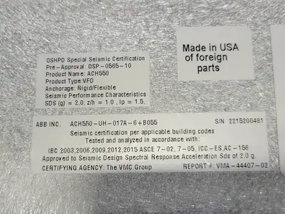 NEW 2021 ABB ACH550-UH-017A-6+B055