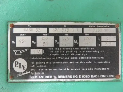 P.I.V. Stufenlos Gear Drive Type WASB 33