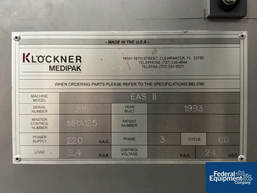 USED Klockner Mediseal Korber Medipak EAS Blister Pack