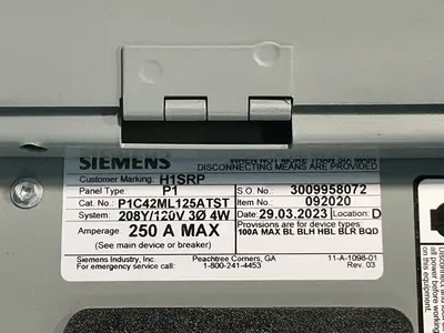 Used SIEMENS P1C42ML125ATST Electrical Panels Ohio US | HGR 24 #1280237