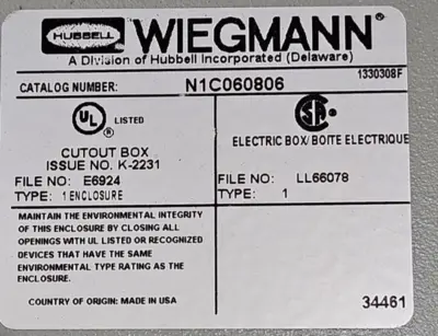 Wiegmann N1C060806 / MDR-60-24 Enclosure assembly (BIN521)